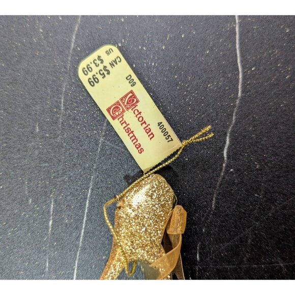Christmas Gold tone Glitter Pump shoe Ornaments - Pack Of 6 High Heel Décor - Picture 9 of 9